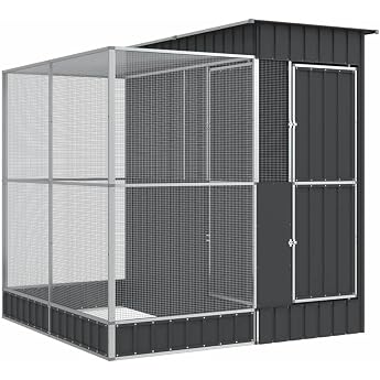vidaXL Aviary with Extension Silver 209 x 203 x 216 cm Steel