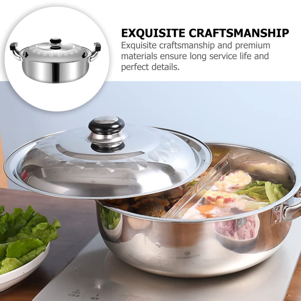 BESTonZON Olla Caliente Divisor de Acero Inoxidable Multifuncional, Resistente al Óxido y Fácil de Limpiar, para Cocinar Dos Sabores en Casa