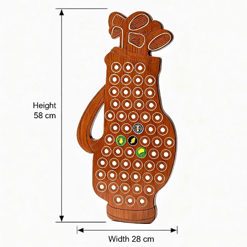 Golf Ball Marker Display Rack, Wooden Golf Bag Shaped Golf Marker Holder image 2
