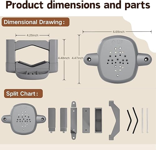 Miniatura 6 de Upgrade 2 Pcs Baby Gate Banister Adapter  No-Drill Stair Railing Mount Kit, Fits 23.5 RoundSquare Posts, Compatible with Baby & Pet Safety Gates,Gray