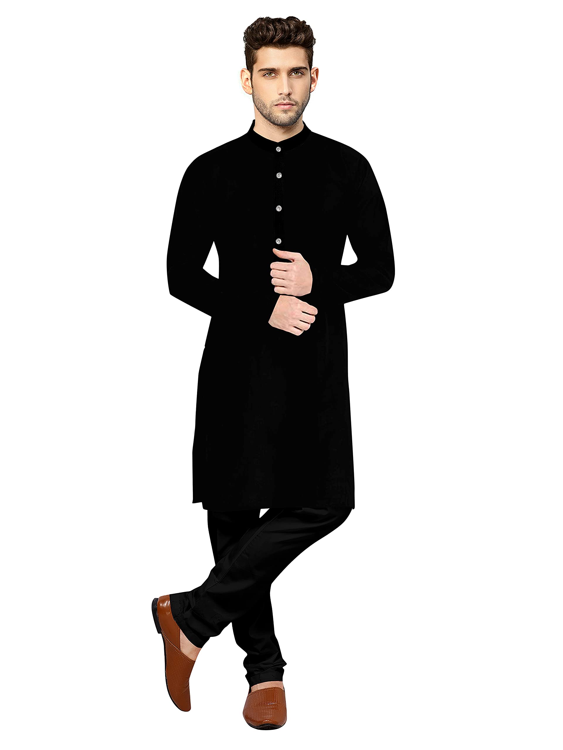 fabwax Men's Full Black Casual Premium Cotton Kurta Payjama Set-picture-13