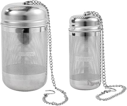 2 Pack Tea Strainers with chain for Loose Tea Sets,Universal Extra Fine Mesh Tea Infuser, 316Stainless Steel & Updated Slim Threaded Lid,Suitable for soaking tea,99% of cup,2 Size