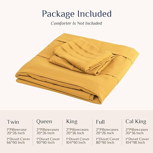 Miniatura 7 de Argstar Juego de funda de edredón plisada de 3 piezas, tamaño matrimonial, color amarillo mostaza, con textura bohemia, 100% microfibra lavada,
