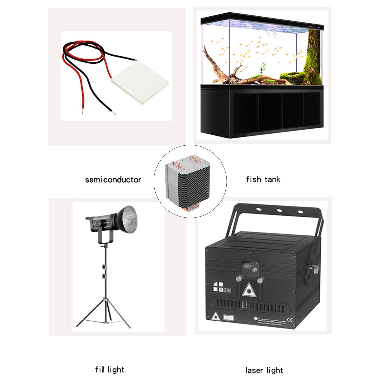 COOLHOOD Bloque de refrigeración LED para módulos de potencia, disipador de calor de metal con tubos de calor de cobre para planificación vertical del espacio, montaje de fregadero de refrigeración