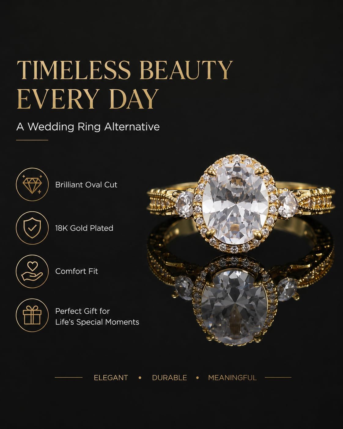 Promise Rings for Her, Solitaire Engagement Rings for Women Oval Cut Cubic Zirconia Wedding Bands for Women Girls Wife Graduation Gifts for Sister Wedding Gifts Size 5-10
