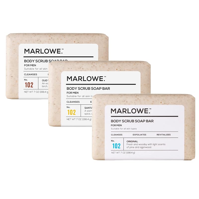 Sabonete esfoliante corporal masculino MARLOWE., trio variado, 3 barras de 198 g