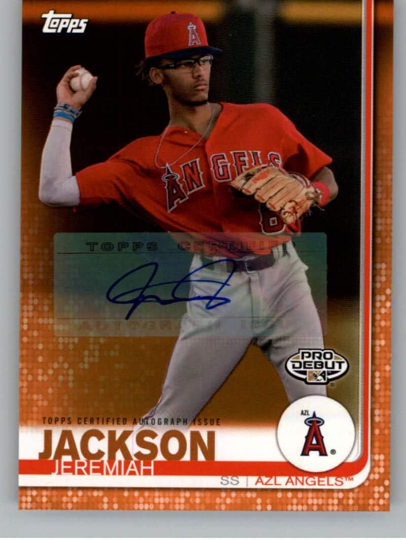 2019 Topps Pro Debut Autographs Orange Baseball #99 Jeremiah Jackson Auto Autograph SER/25 AZL Angels Official MiLB Trading Card From Topps