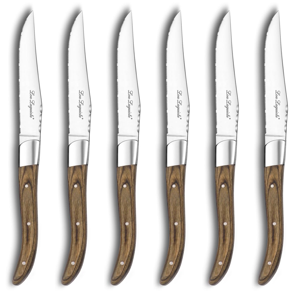 Lou Laguiole - Louis - Coffret 6 couteaux steak royal Noyer