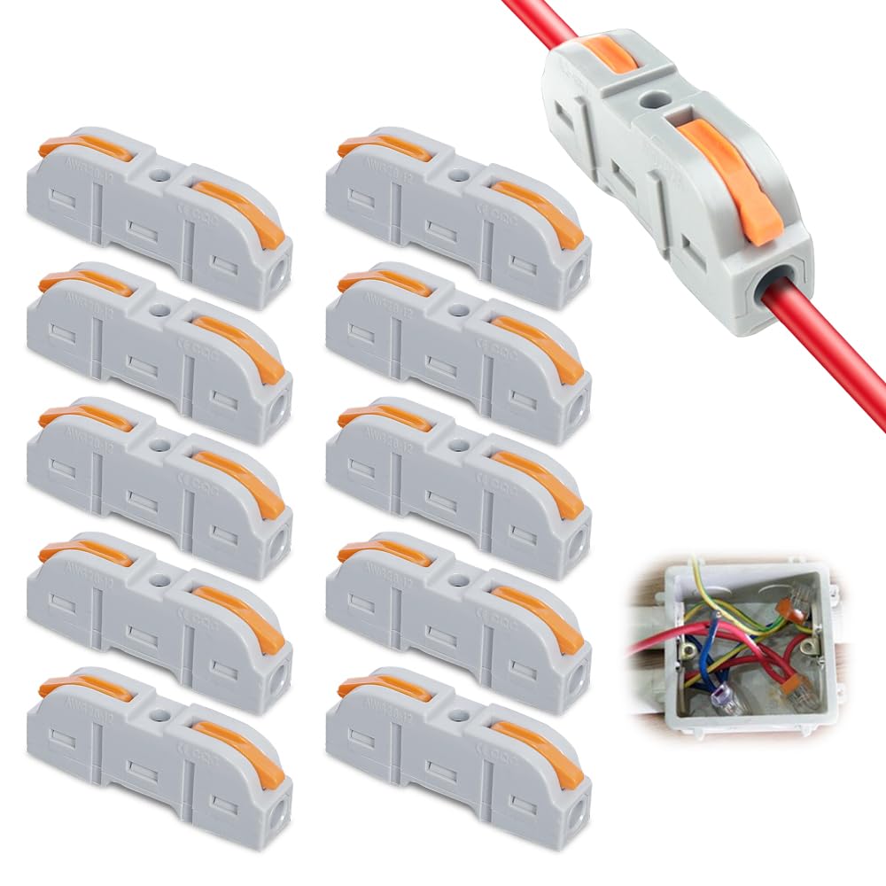 Quick Connection Terminal, 2026 New Lever Wire Connectors Kit, 1 in 1 Out Push-in Electrical Splicing Inline Terminals for 28-12 AWG, Home Electrical DIY, Quick Splicing Connectors (20pcs)