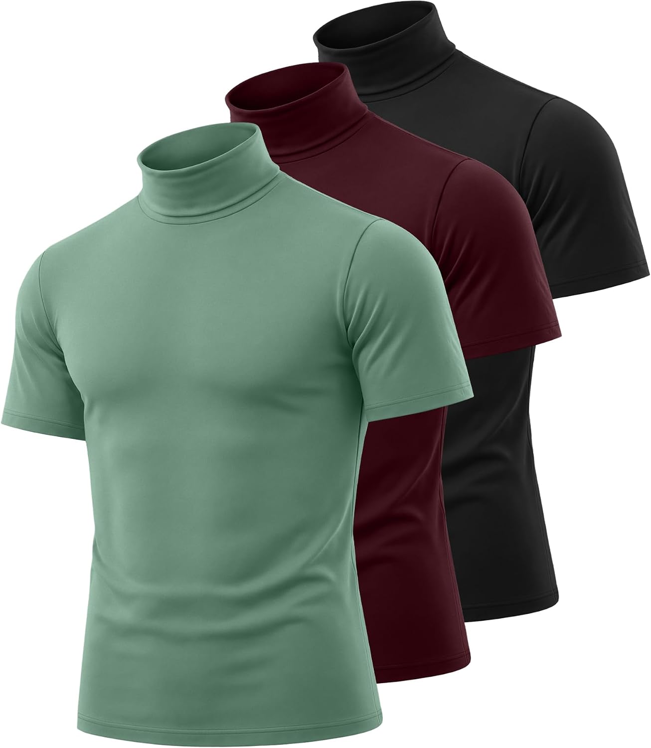 August Alley 3 Pack Men's Turtleneck Short Sleeve T Shirts