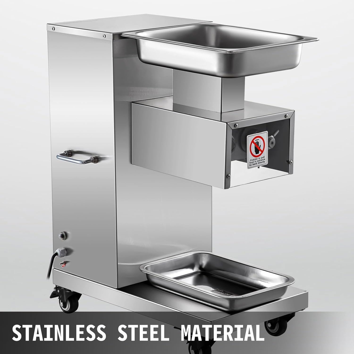 Cortadora de Carne Comercial de Acero Inoxidable, picadora de Alimentos eléctrica móvil de 750 W con Cuchilla de 3,5 mm, 180 kg/h, 190 RPM, cortadora automática de Verduras pa,