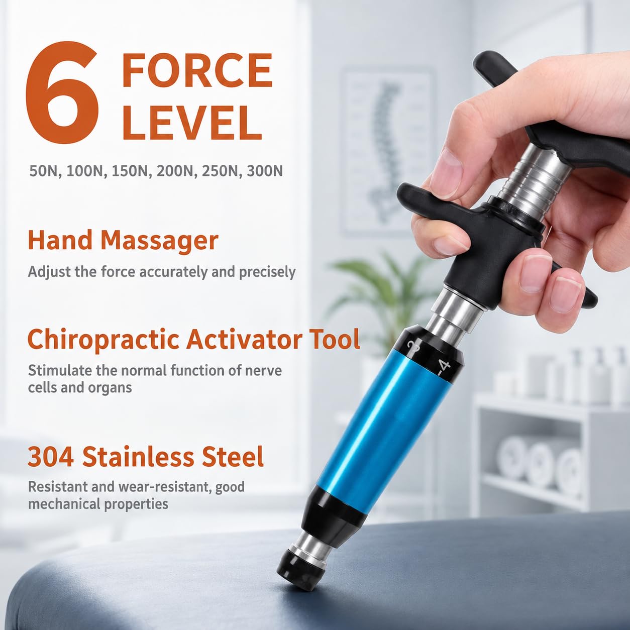 Outil de réglage chiropratique manuel 6 niveaux 50-300 N