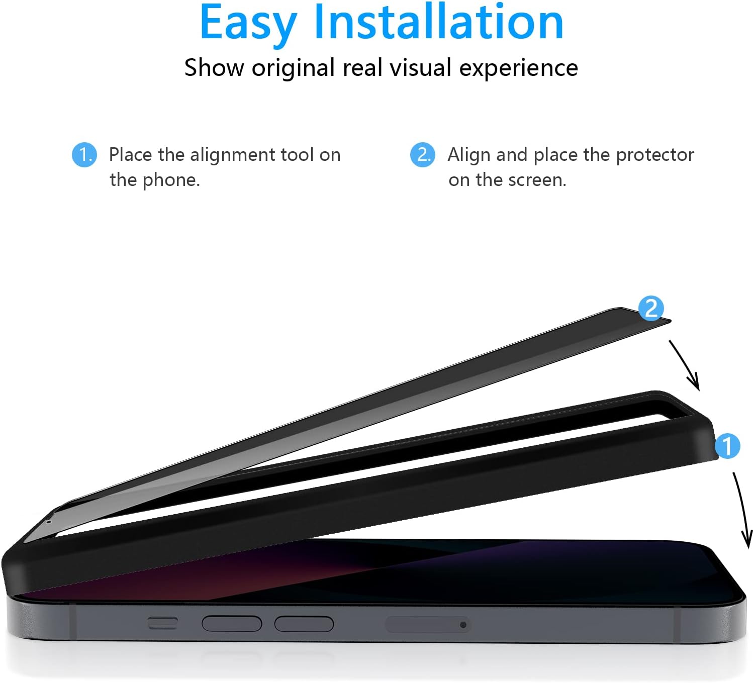 Privacy Screen Protector for iPhone 14/13/13 Pro 6.1 Inch, [2 Pieces][Full Cover] Anti-Spy Tempered Glass with Frame Alignment Easy Installation Anti Spy Hardness 9H