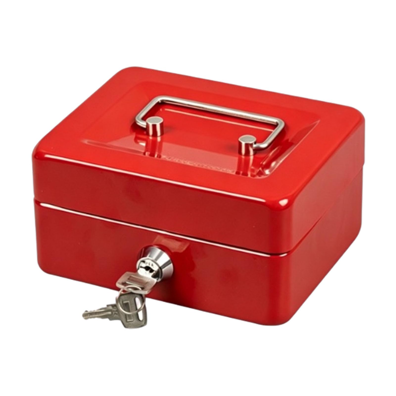Iron Cash Box with Key, Removable Tray for Storage (12 cali) | Wzmocnione żelazo zapewnia trwałość, Mieści dokumenty w formacie A4, Bezpieczny mechanizm zamykający na klucz, Zintegrowany