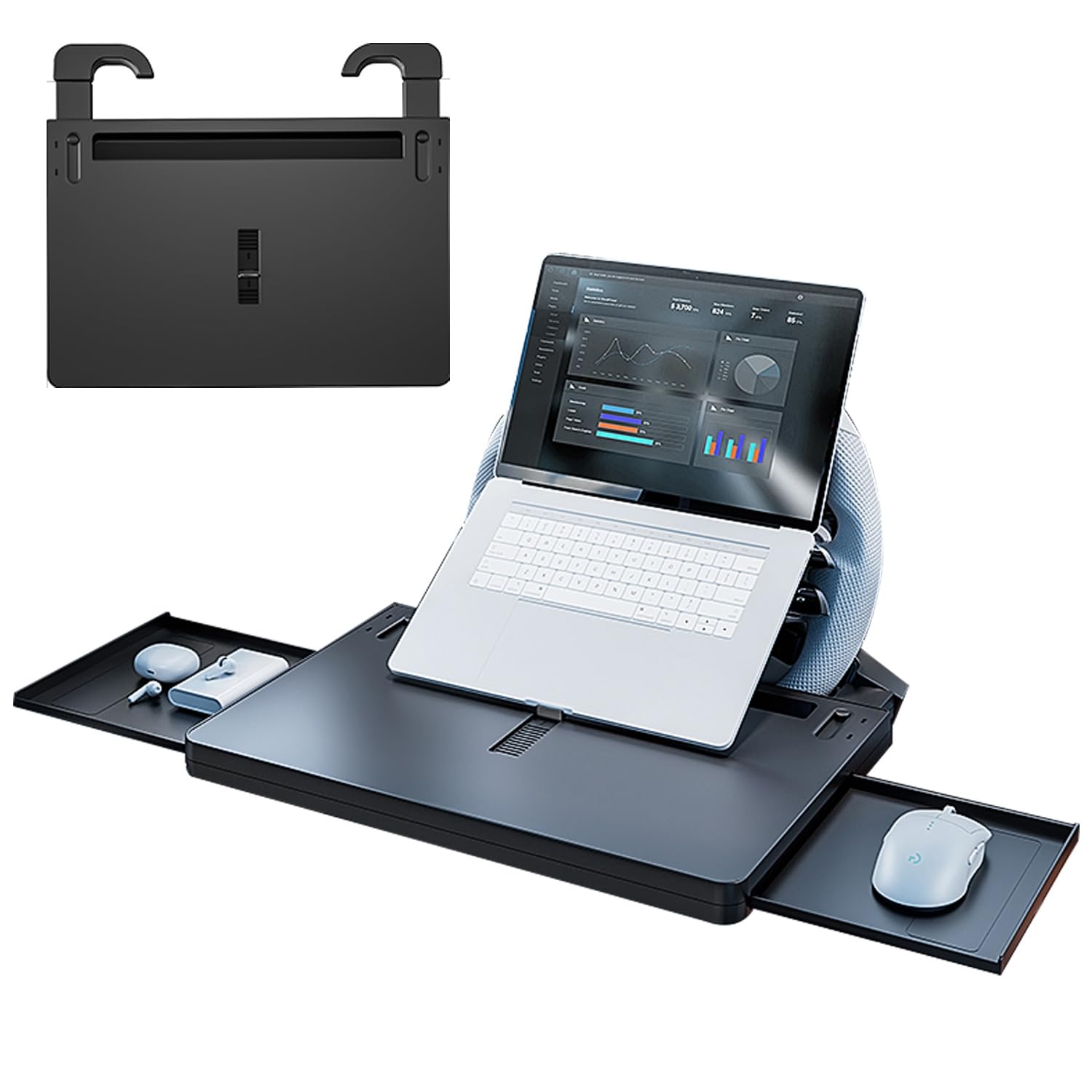 JFX Steering Wheel Tray, Car Food Tray, Car Desk for Laptop, Multipurpose Car Table for Eating & Work, Adjustable Car Tray for Laptop, Eating Food,