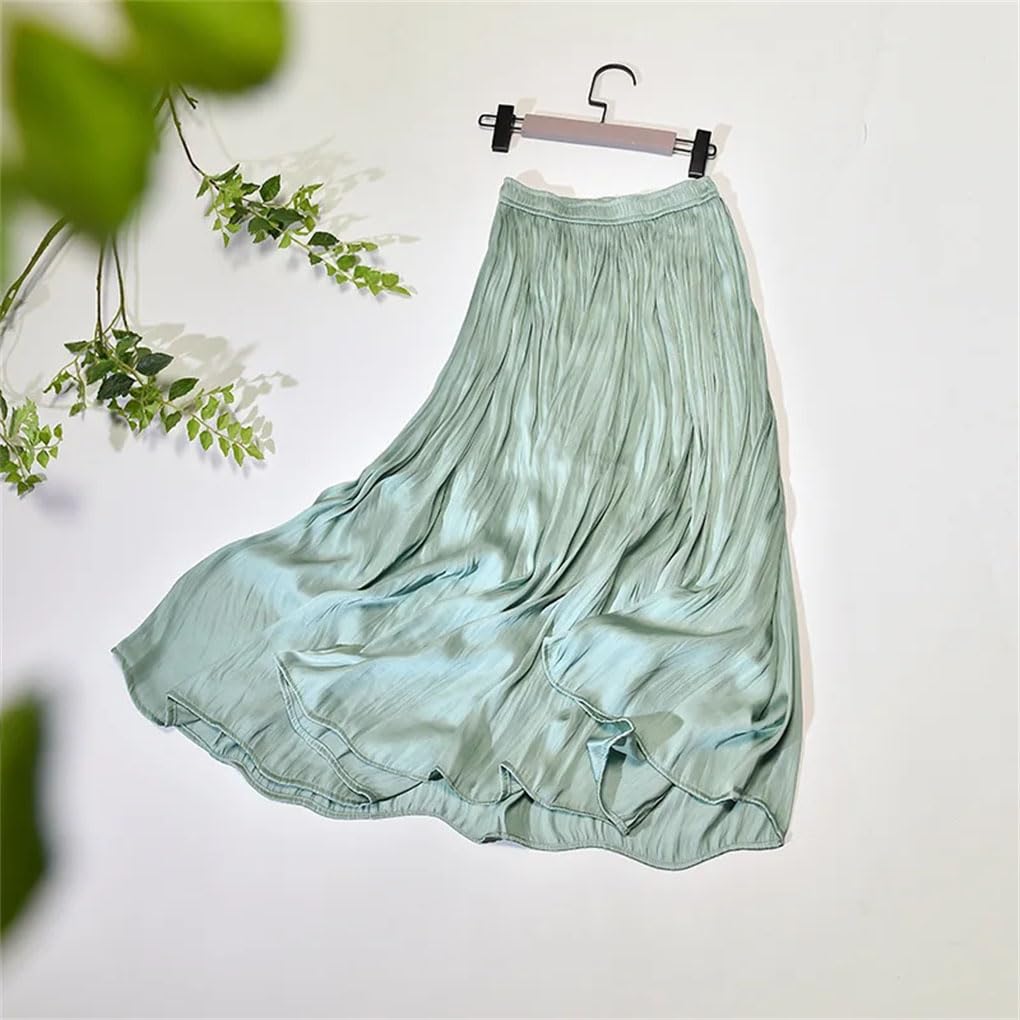 Gonne lunghe elastiche a vita alta lucide setose da donna gonne lunghe da spiaggia casual