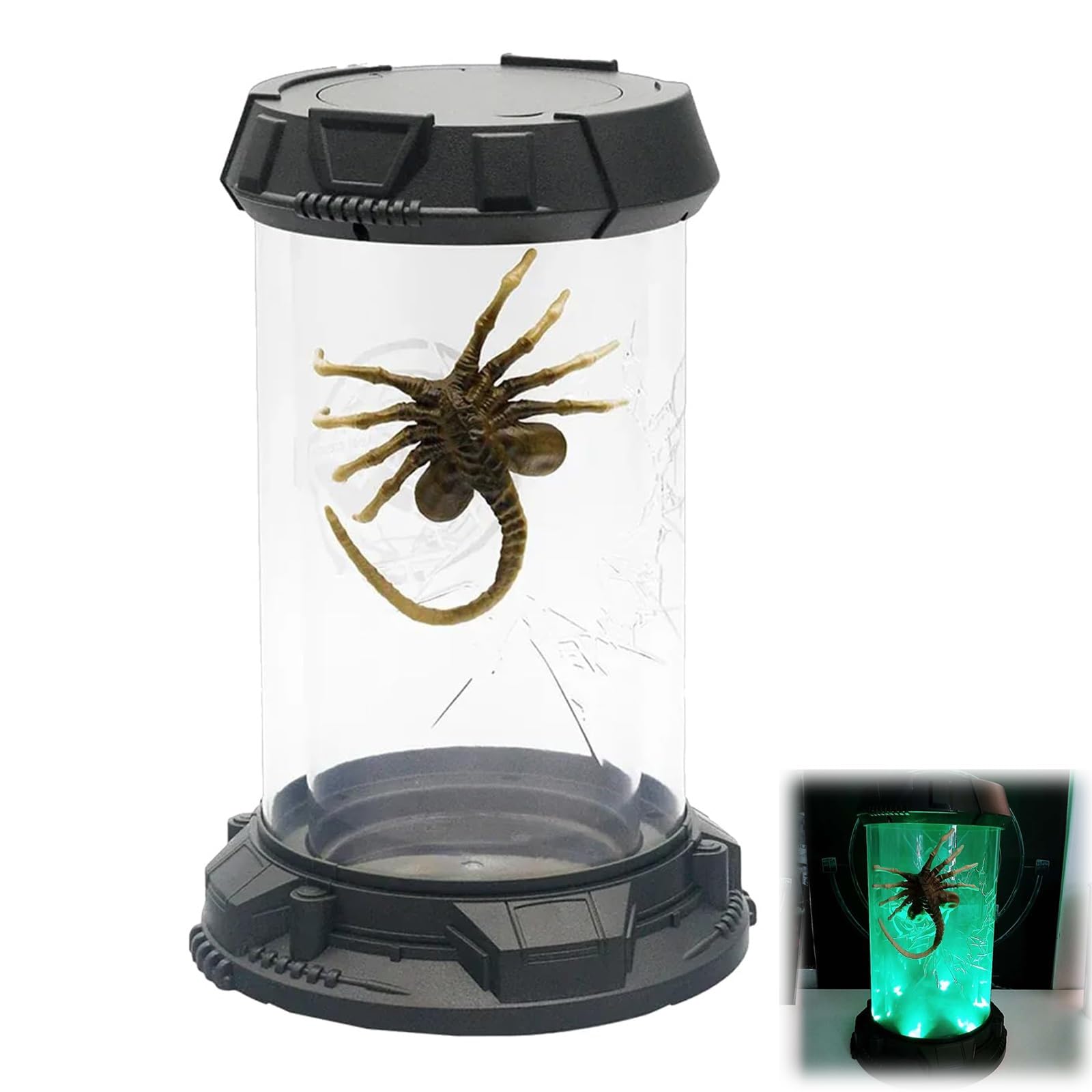 Sopannoxii Horrible Facehugger Popcorn Bucket, Facehugger Chamber LED Tank, Gothic Cool Facehugger Desktop Decoration, Alien Xenomorph Home Decor(1pc)
