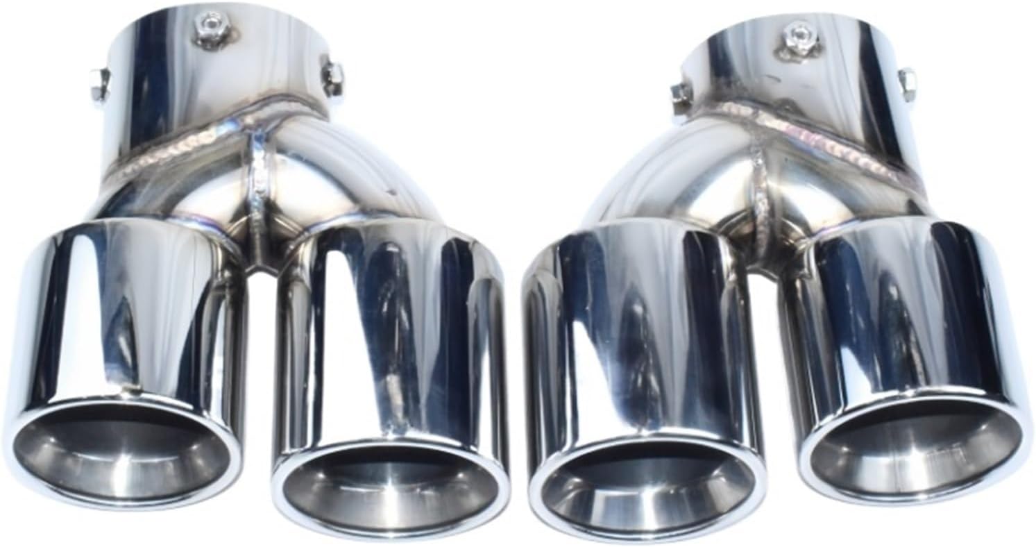 Compatible with BMW 2021 2022 2023 G23 M440i G20 G21 M340i G42 M240i Glossy Silver 4 Outlet Carbon Fiber Exhaust Head(Silver)