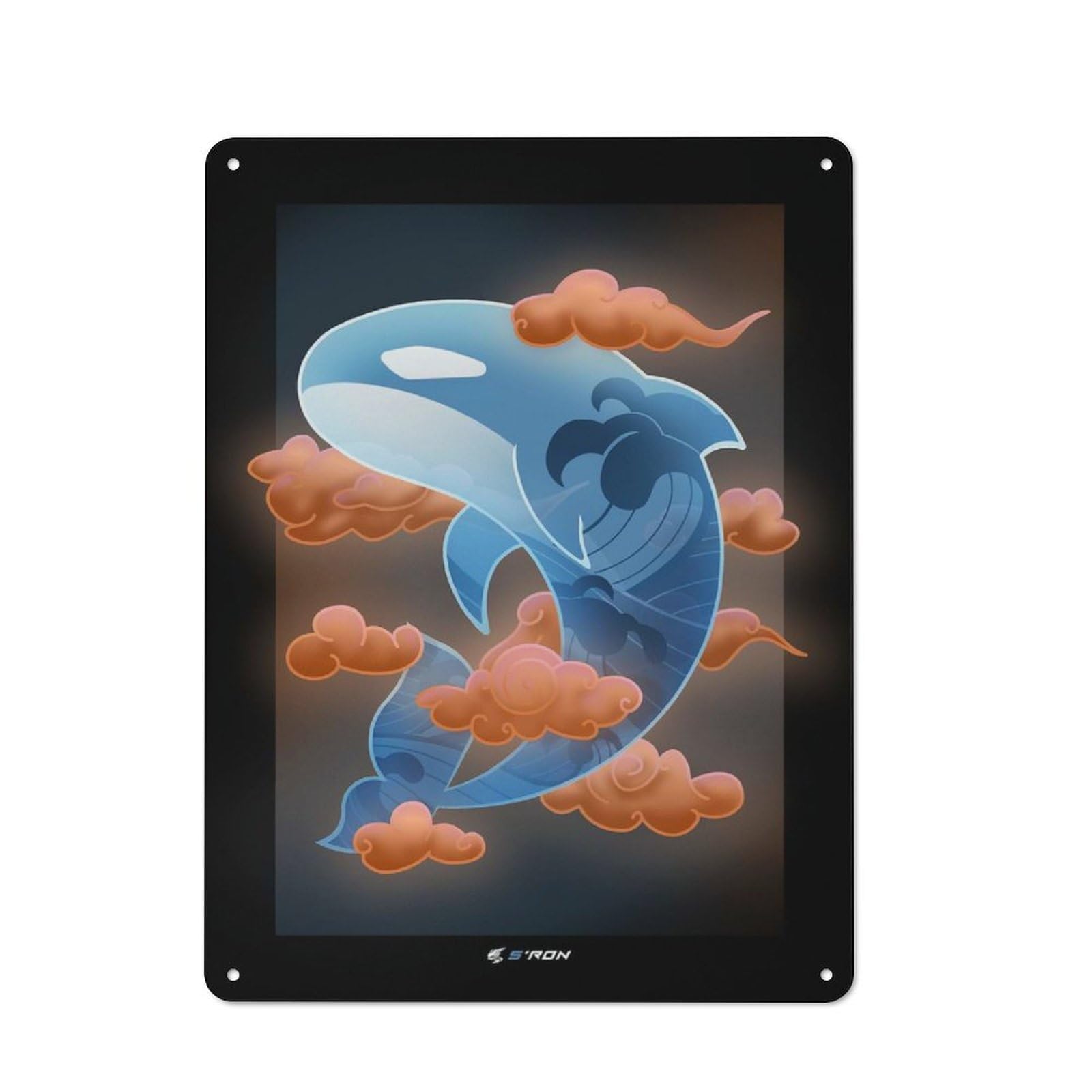 Junmoney Spiritual Killer Whale Vintage Metal Wall Sign 40X30cm For Café Or Restaurant, For Metal Sign Collectors, For Garage And Workshop Walls