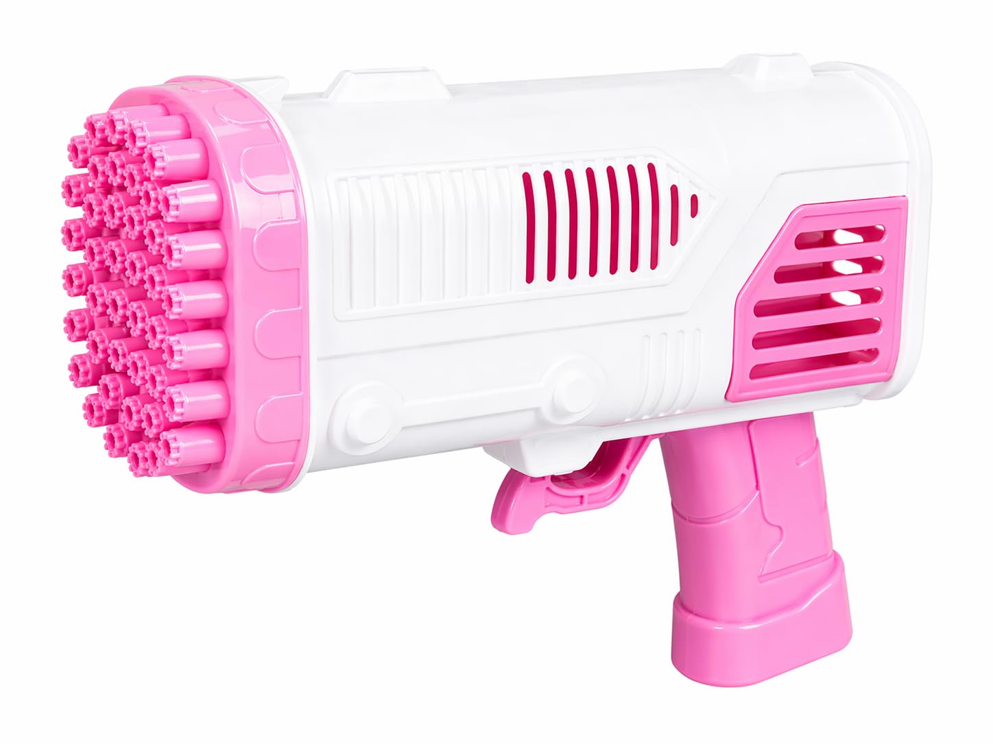 Bubble Gun for Kids Light Up Automatic Bubble Blaster 36 Hole Bubble Machine with 118ml Solution Tray 19cm Battery Powered Outdoor Garden Toy for Boys Girls Age 3+ (Pink)