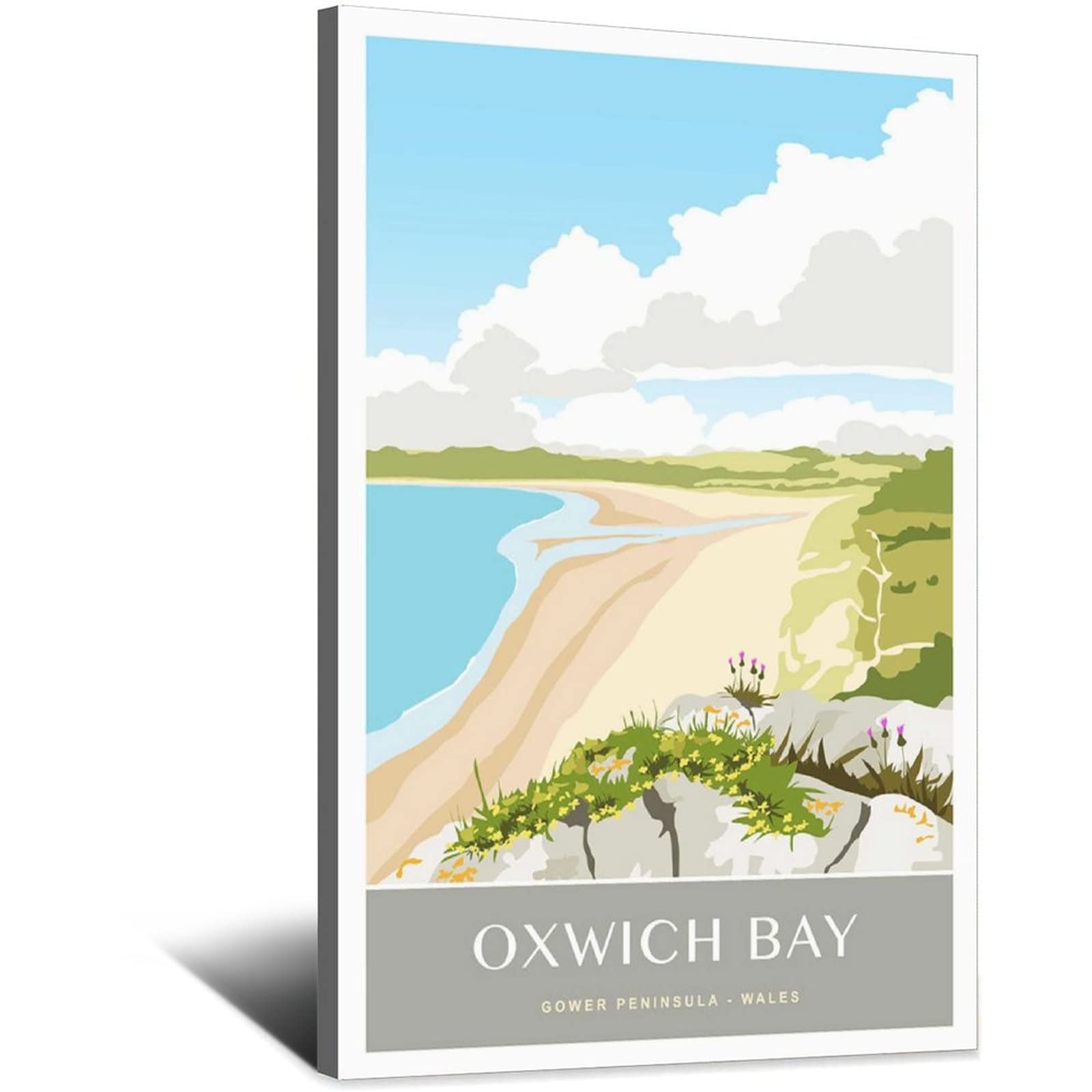 Póster de viaje vintage de Oxwich Bay Gower Península de Gales Cartel decorativo de viaje moderno Dormitorio Lienzo Art Poster Pintura Carteles Decoración de pared Arte Regalo