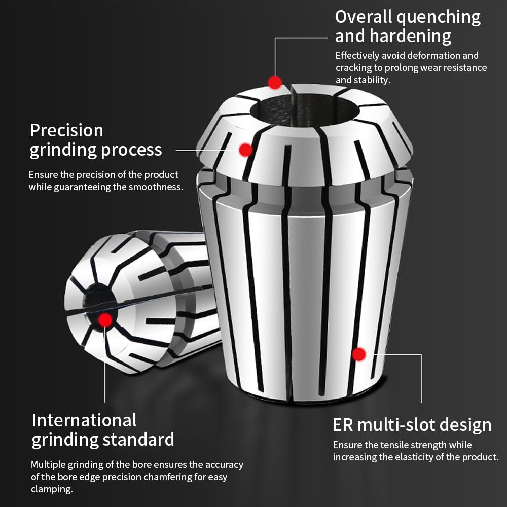 Pinces à ressort de précision BORDSTRACT Er32,diamètre 1/2",précision 0,008 mm,accessoires CNC essentiels pour la gravure,le tournage,les routeurs et fraiseuses CNC (ER32-1/2" mm)