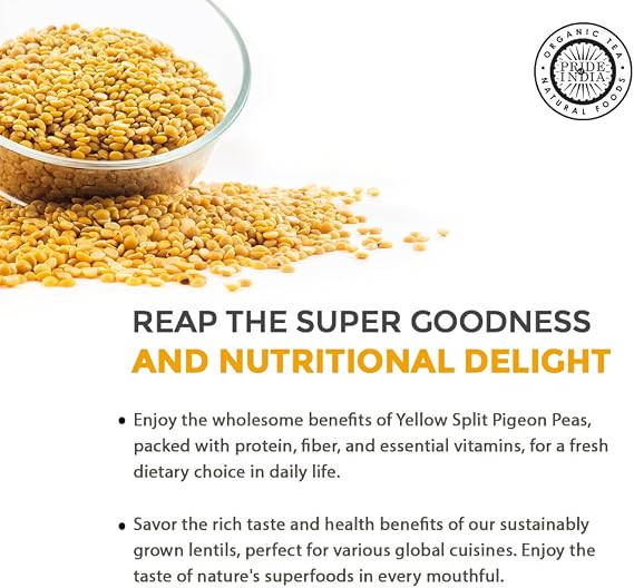 Pride Of India - Indian Split Yellow Pigeon Peas - Protein & Fiber Rich Toor (Arahar) Dal, 1.5 Pound Jar