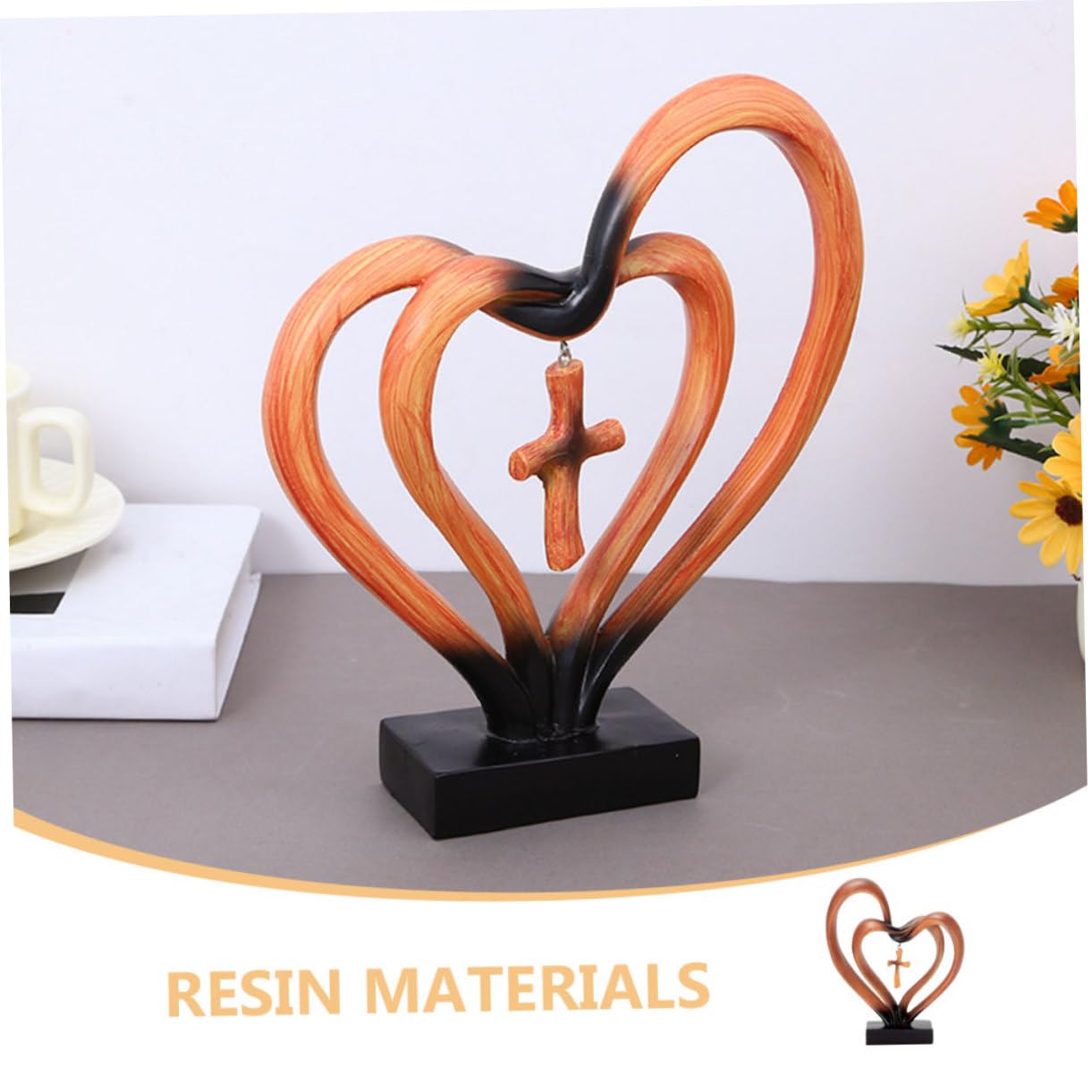 Ciieeo 4 Piezas Adornos de Escritorio de Aniversario de San Valentin Estatua del corazón Centro de Mesa de Boda figuritas de San Valentin Figuras de Resina