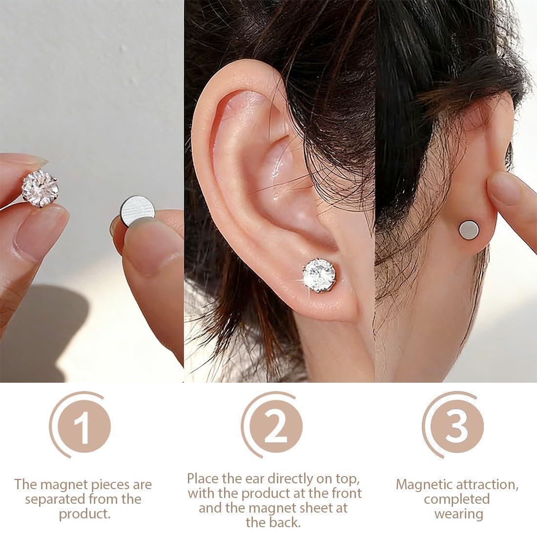 Confezione da 10 Orecchini Magnetici Donna e Uomo Zircone Lucido Orecchino Magnetico Uomo Senza Buco Eleganti Clip per Orecchie 4mm-8mm Accessori di Moda Regalo