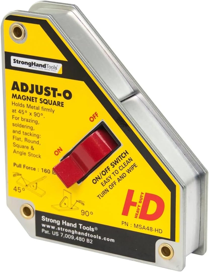 Strong Hand Tools - Str-7089, Heavy Duty, Adjust-O Magnet Square, On/Off Switches, Pull Force: 160 lbs, 6" x 5-1/8" x 1-3/8", MSA48-HD