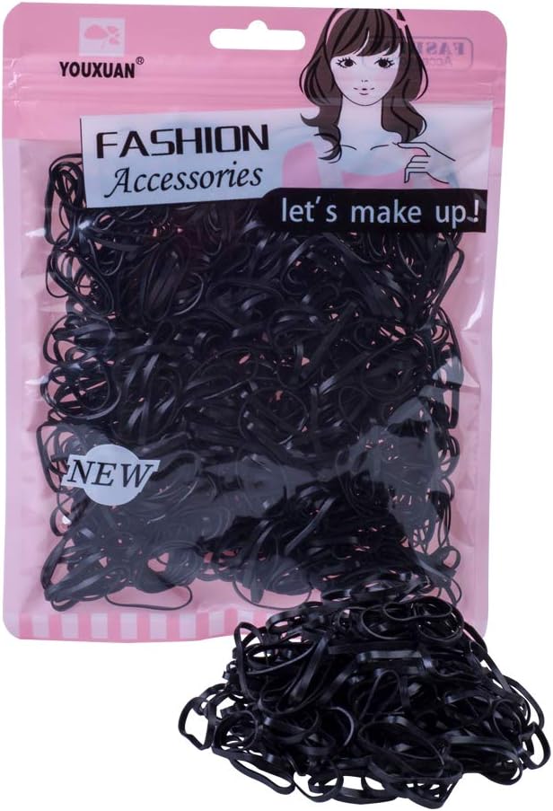 Youxuan 600-Pack Elastic Hair Ties Non-slip Rubber Hair Bands for Girls, Black