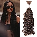 Human Braiding Hair 1 Bundle 100g 22 Inch Medium Brown Italian Curly Bulk Human Hair for Braiding 100% Human Hair for Boho Braids No Weft Hair Extensions