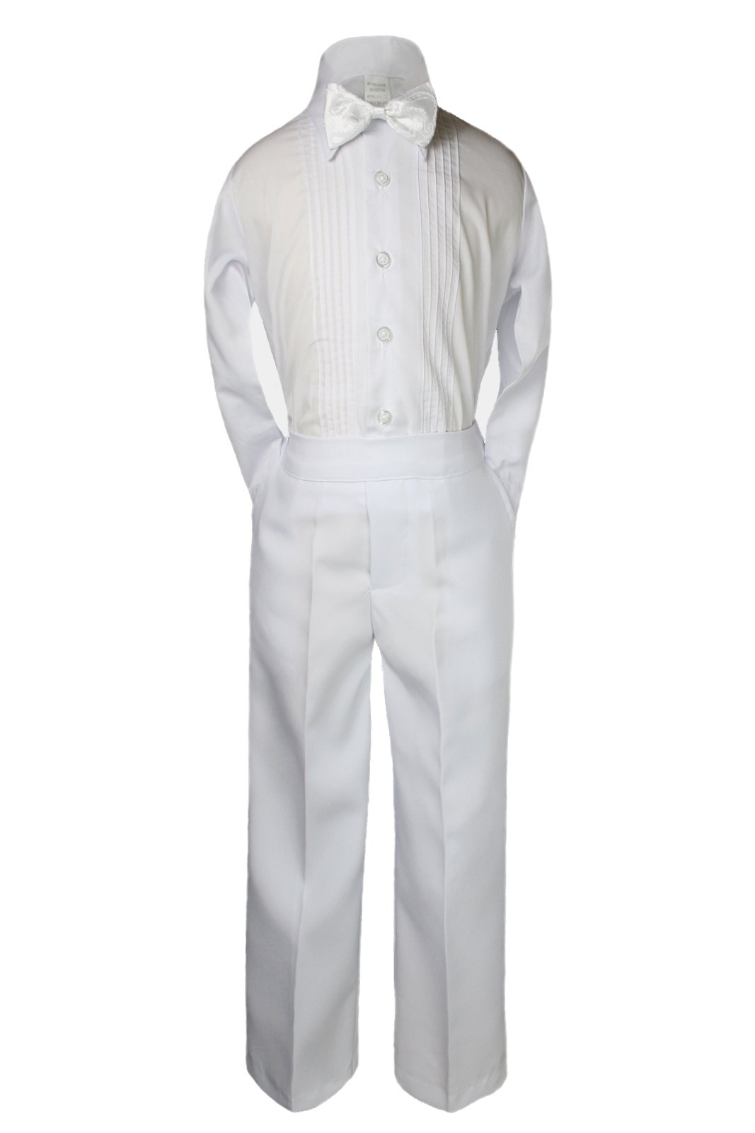 Unotux Baby Boys Teen Christening Baptism White Paisley Vest Sets Suits Bow Tie Sm-20 (Large (12-18 Months))