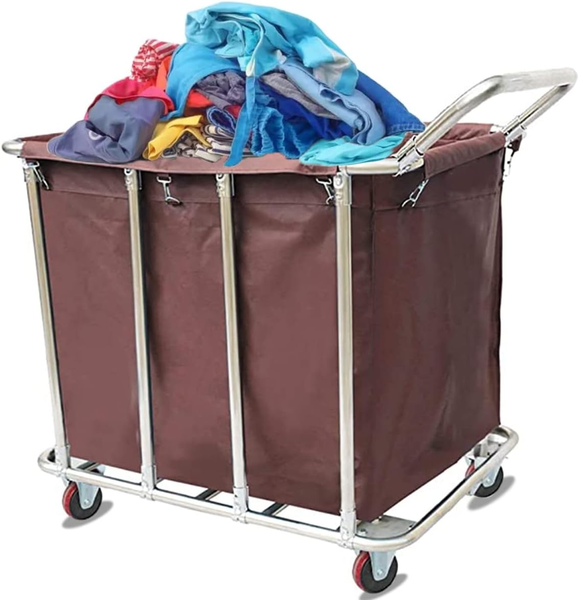 Rolling Laundry Basket, Hampers with WheelsLaundry Cart on Wheels Heavy Duty Laundry Sorter Cart Commercial Laundry Basket with Rolling Wheels,Removable Bags and Stainless Steel Fr