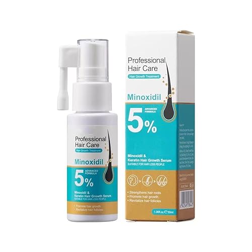 Suero para el crecimiento del cabello con 5% de mininoxidil y queratina, fortalece las raíces, nutre el cuero cabelludo y ayuda a reducir el