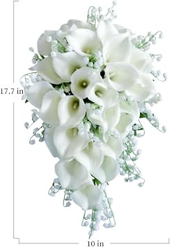 Wedding Bouquets for Bride Bridesmaid, Artificial Flower Wedding Bridal Tossing Bouquet for Wedding Ceremony Anniversary Home Decor (White Calla Lily Bouquet)