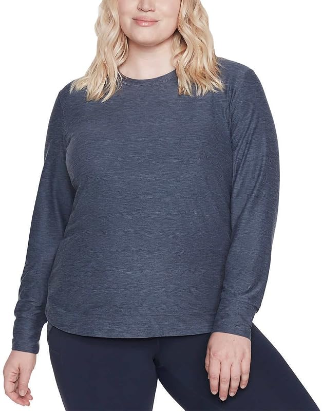 Gowalk Women's Long Sleeve Brushed Tunic Top (Blue, Medium)