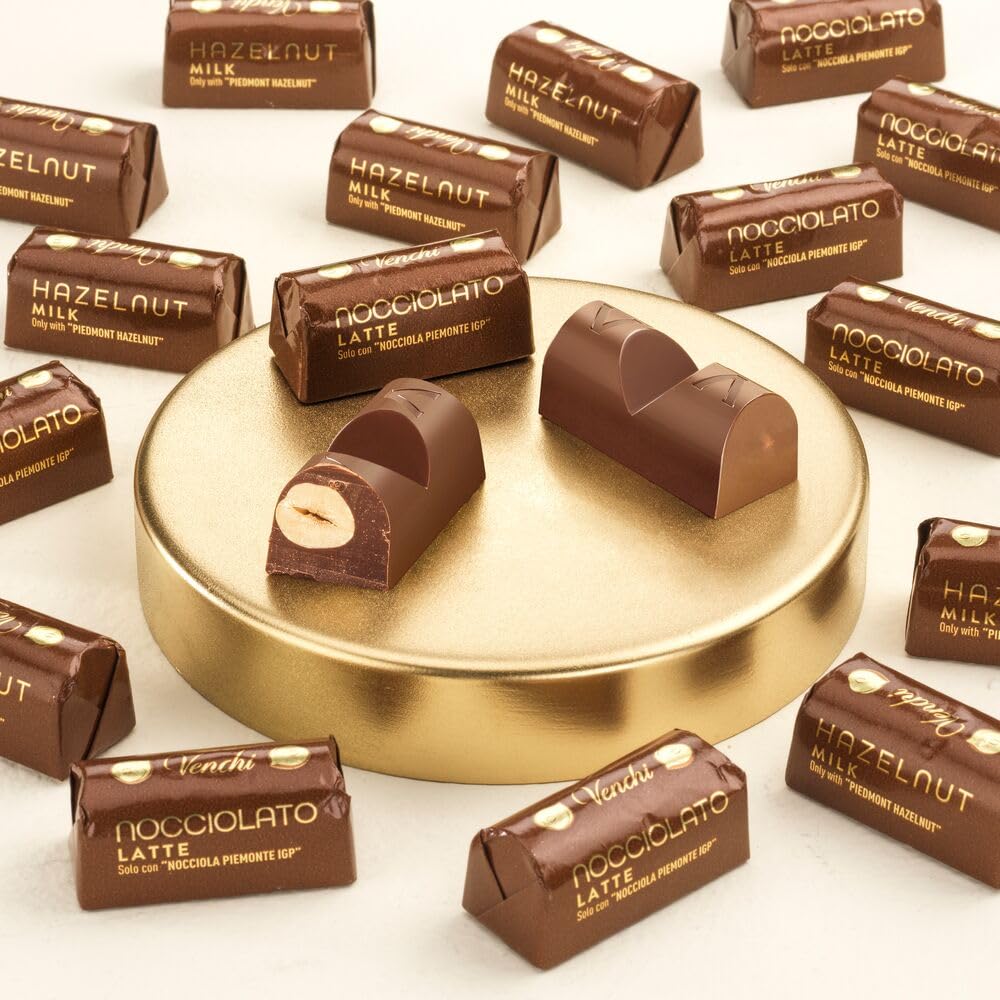 Venchi - Lingottino Nocciolato Latte - Cioccolatino con Nocciole Piemonte IGP intere, 1 kg - Senza Glutine