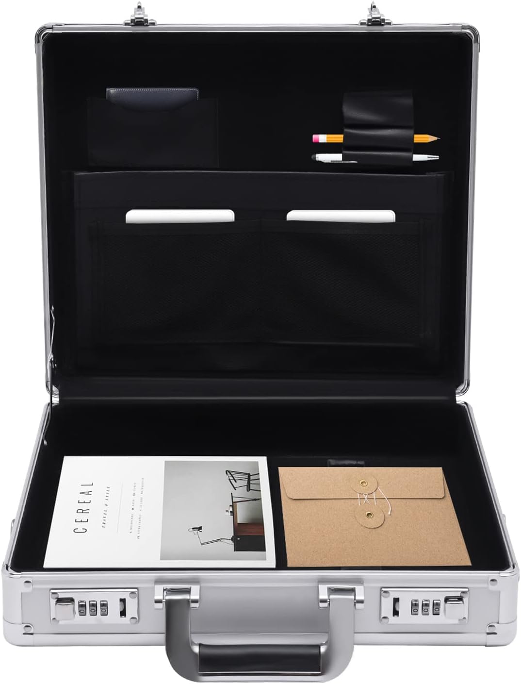 Locking Briefcase Lockable Storage Box,Portable Hard Laptop Case w/Combination Lock Barber Case, Attache Case Briefcases