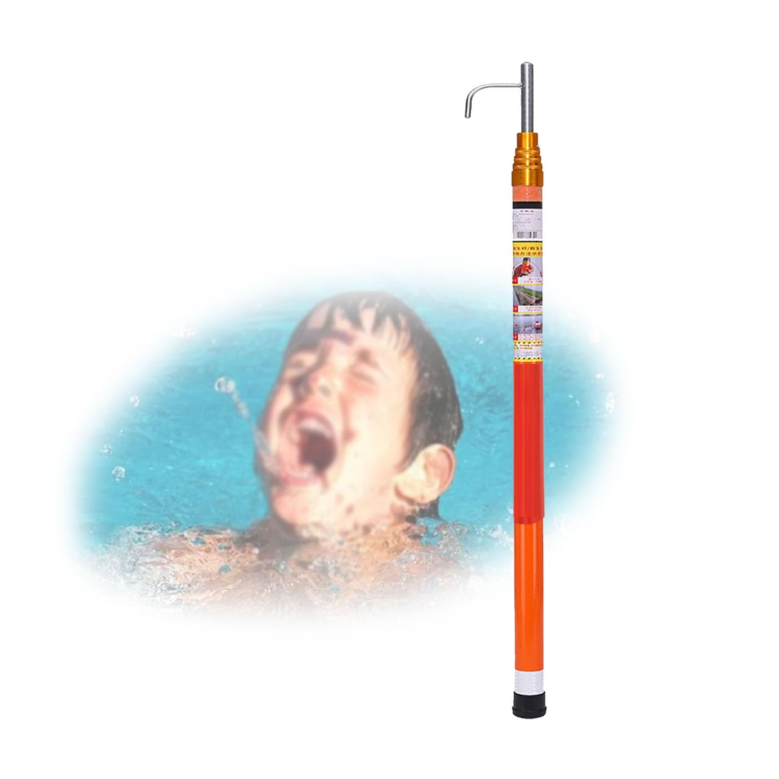 Crochet de sécurité télescopique de 4m pour perche de piscine en fibre de verre et inox