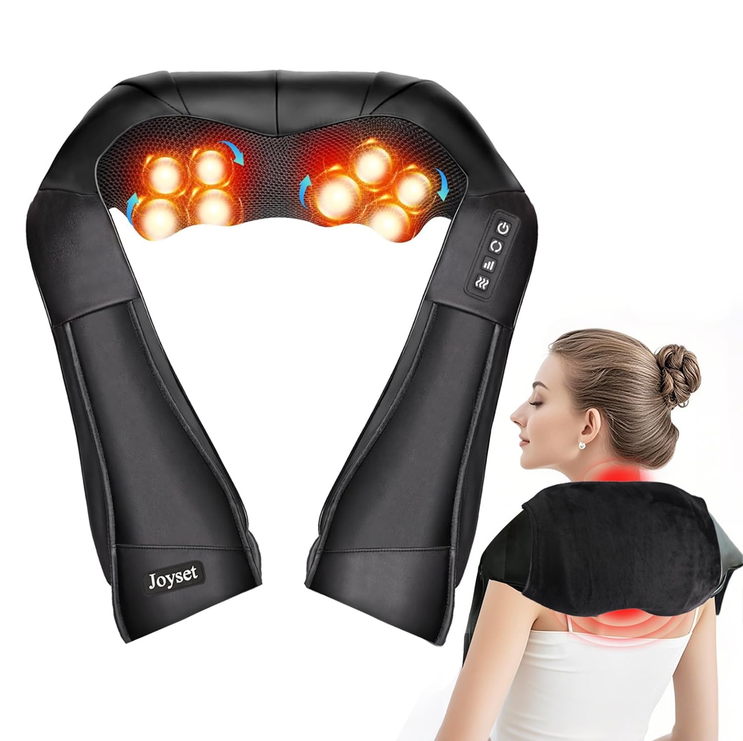 Joyset Shiatsu Neck and Back Massager with Heat Electric Shoulder Massager for Pain Relief Deep Tissue 3D Kneading