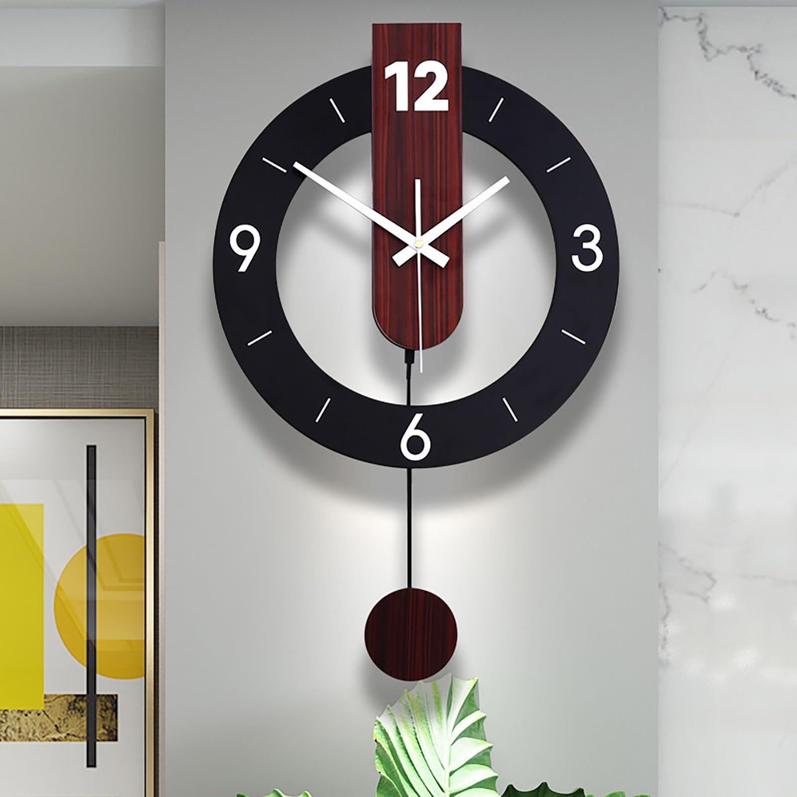 Horloge pour salon et salle à manger ronde au design moderne