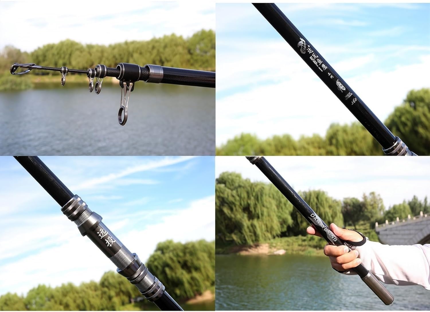 Canna da Pesca Portatile in Fibra di Carbonio, Canna telescopica ultraresistente e Ultraleggera per la Pesca in Acqua Dolce e in Mare(4.2m)