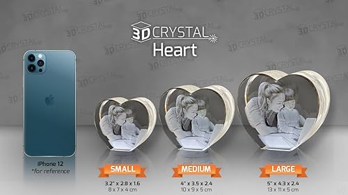 Miniatura 4 de Foto de cristal 3D, imagen de corazón de cristal 3D, regalos de Navidad personalizados con foto láser 3D, regalo grabado para aniversario, regalos