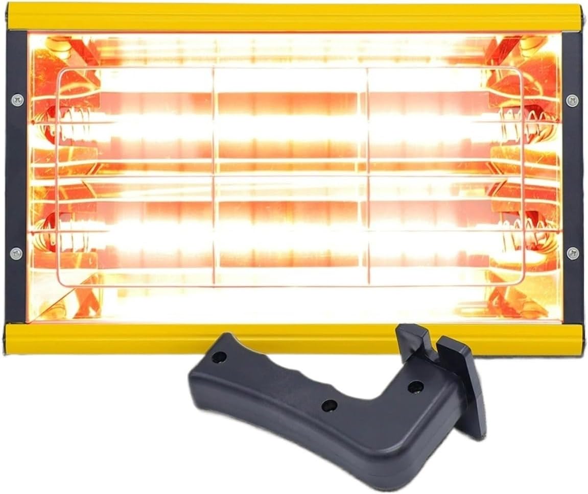 Paint Curing Lamp 2000W Shortwave Heat Lamp Paint Booth Paint Drying Light for Repair(DT-SC-001-Y 1000W,220V UK)