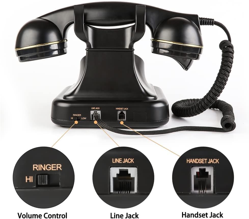 Miniatura 7 de Sangyn Teléfonos rotativos retro para teléfono fijo clásico con cable, teléfono giratorio vintage antiguo con timbre apagado y función de