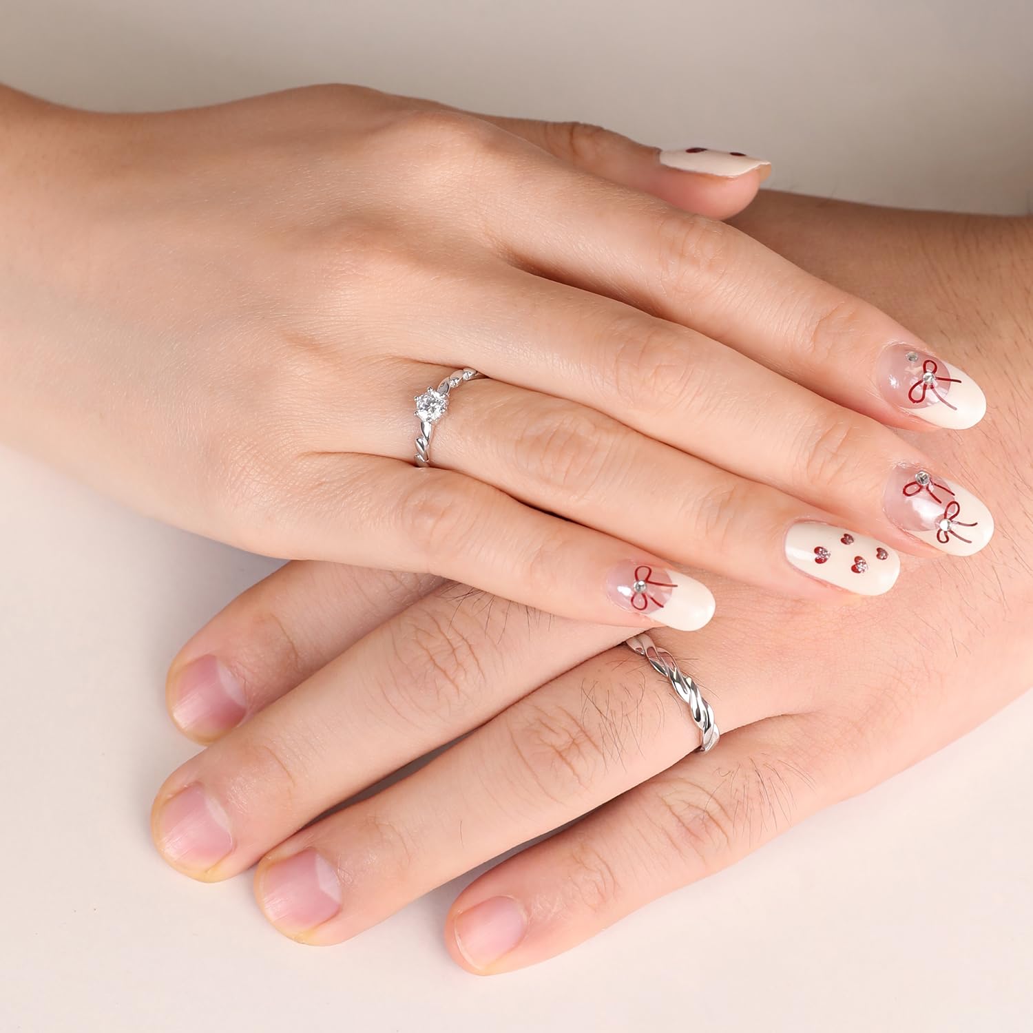 Meissa Anillos de Boda Compromiso de Plata de Ley 925 para Hombres y Mujeres, Anillos de Promesa Ajustables, Juego de Anillos de Compromiso para Aniversarios, Juego de Dos Anillos