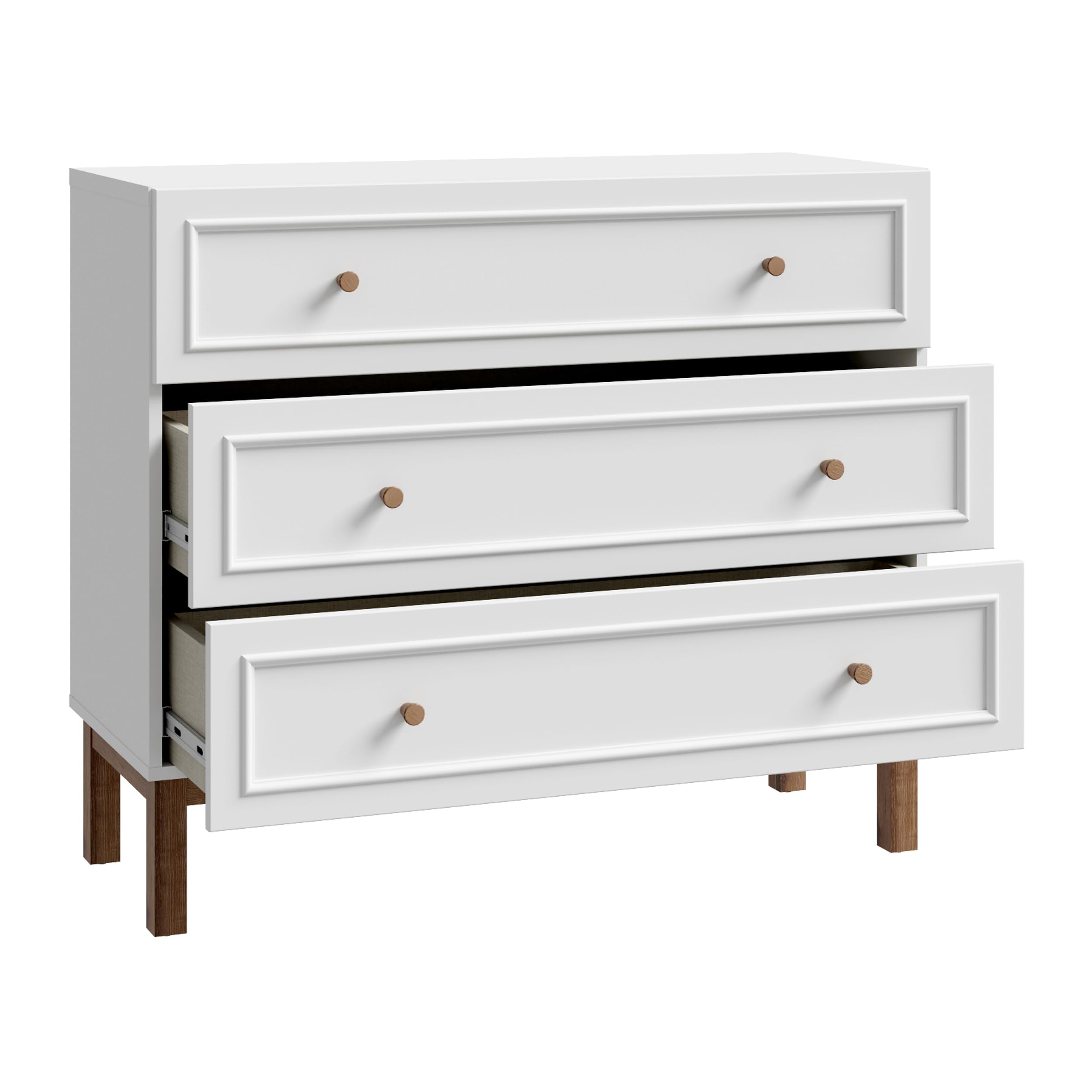 Forte PENKRIDGE Elegante Kommode 100, Kommode mit 3 Schubladen, Modernes Sideboard, Secret Grey/Schlammeiche Holzdekor, 100,2 cm breit x 85,4 cm hoch x 41,7 cm tief
