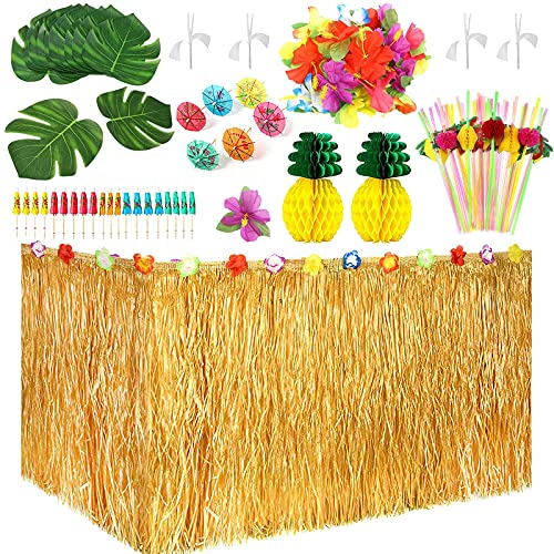 Shinelee 185Pcs décoration de fête Tropicale hawaïenne Luau Table Jupe