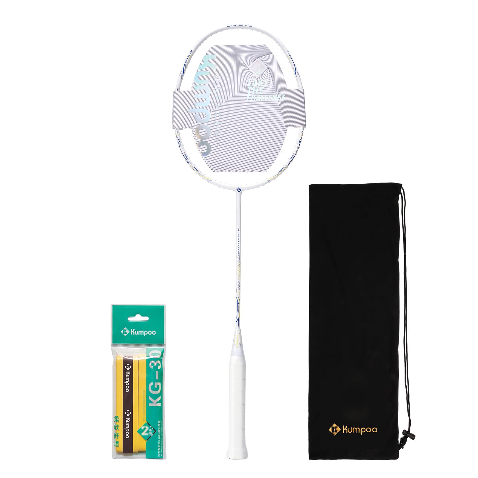 KUMPOO Professional Badminton Racket, Carbon Fiber Badminton Racket, High Tension String Lightweight Badminton Racquet with Badminton Racket Bag for Sports Training Game